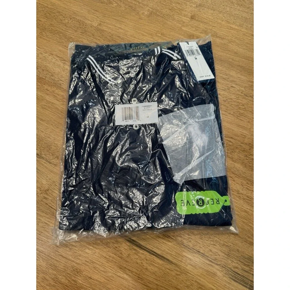 NWT US Open Polo Ralph Lauren Umpire Polo Shirt Long Sleeve Navy Medium Tennis